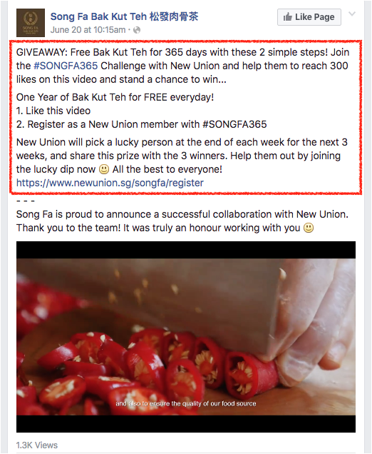 Song Fa Bak Kut Teh edited their announcement post to reflect the challenge.