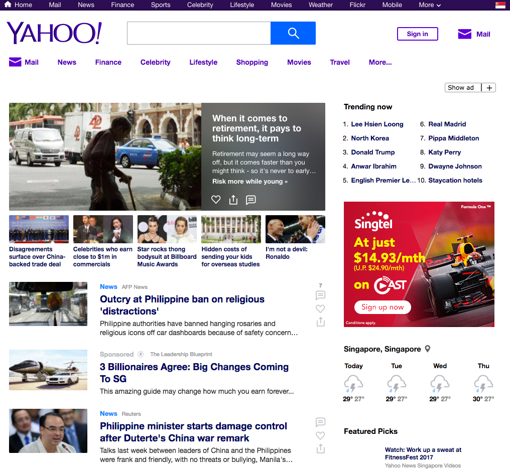 yahoo home page