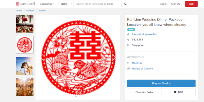 Carousell user listing