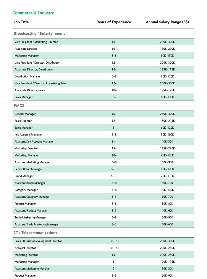 Singapore Sales And Marketing Salary Guide For Second Half Of 2018 